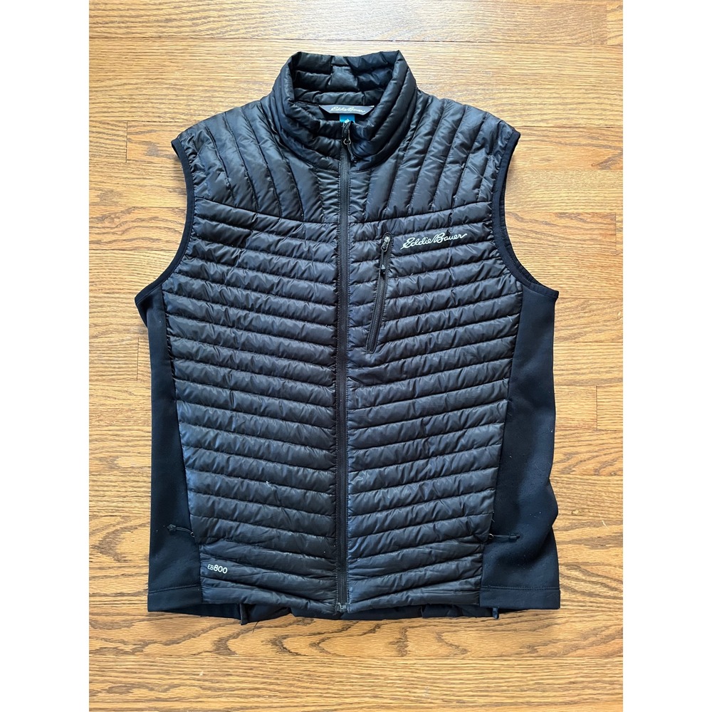 Eddie Bauer First Ascent EB800 Down Vest Mens Medium Black Pertex Quantum Hybrid